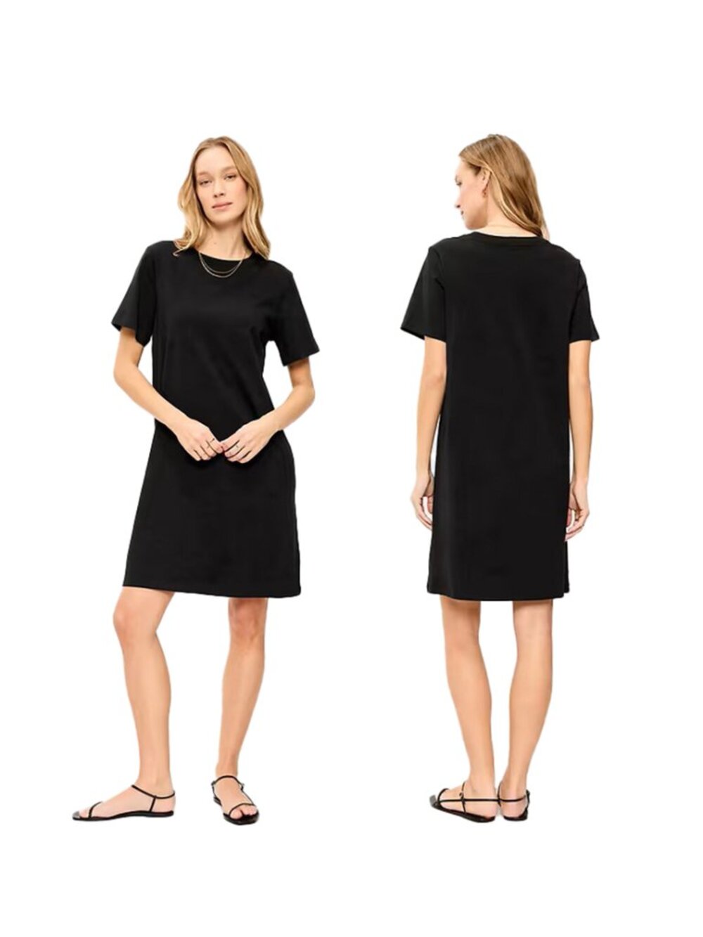Old Navy Tee-Shirt Mini Dress Womens Size L Black Crew Neck Short Sleeves